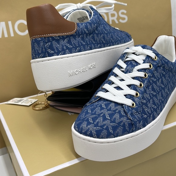 Michael Kors Poppy Lace Up MK Signature Denim JQD SM 49F2POFS1Y sneakers - Picture 10 of 16